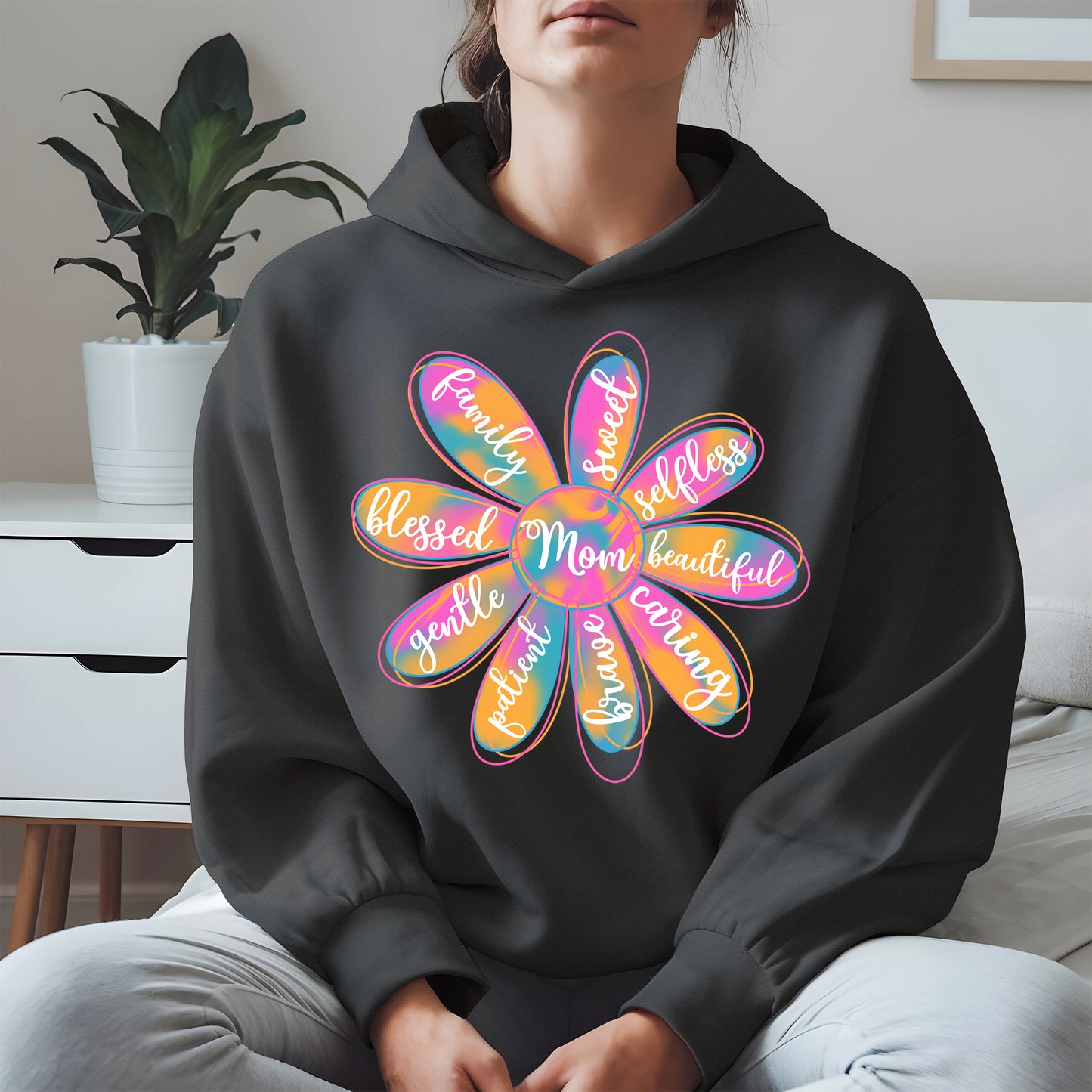 Colorful Flower Mom Shirt Hoodie Sweatshirt Gift for Mothers