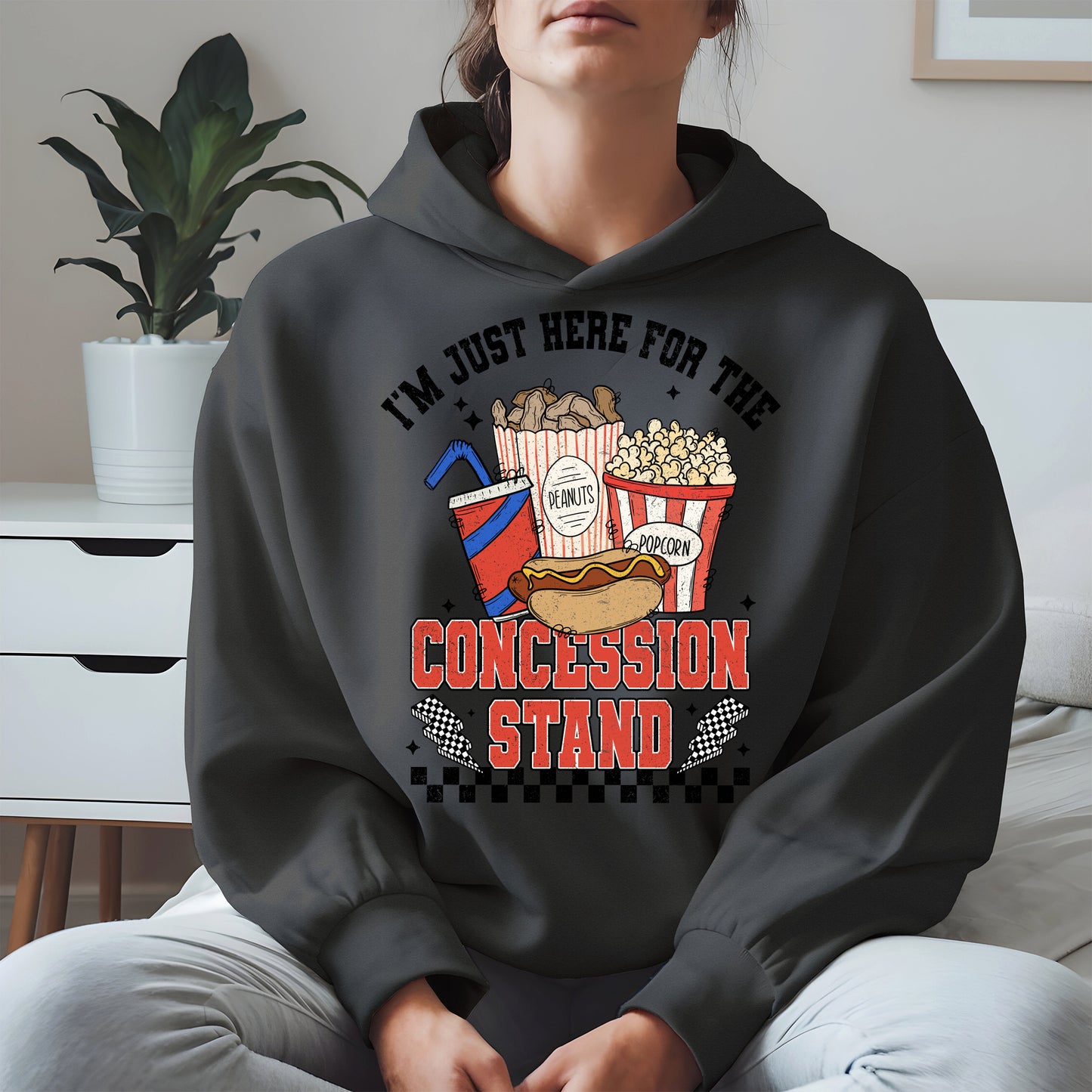 Concession Stand Sport Shirt Hoodie Sweatshirt with Snack Bar Design