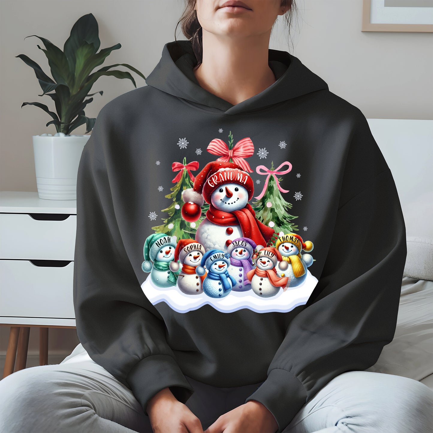 Personalized Snowman Family Grandma Shirt