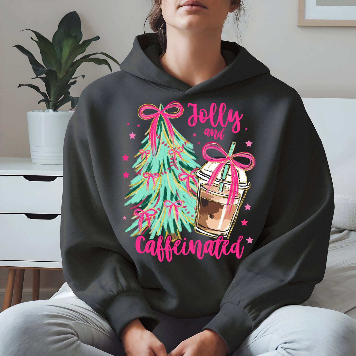 Jolly and Caffeinated Christmas Shirt