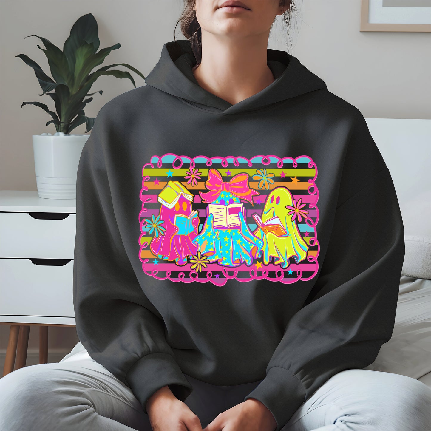 Halloween ghost book shirt and hoodle