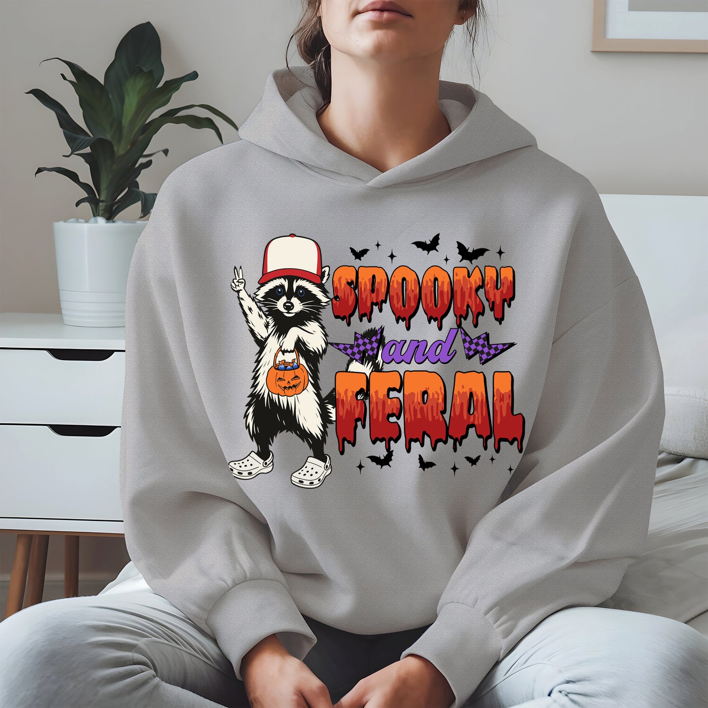 Spooky and Feral Shirt Hoodie Sweatshirt for Halloween Lovers