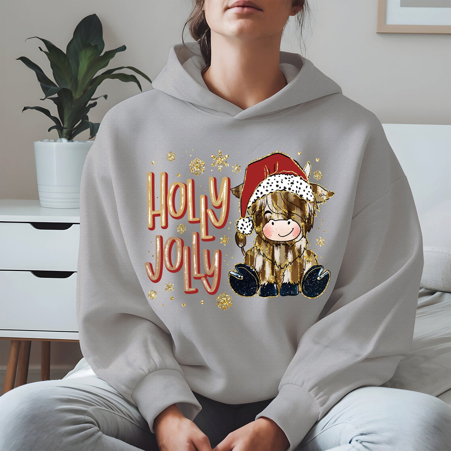 Holly Jolly Christmas Cow Santa Shirt