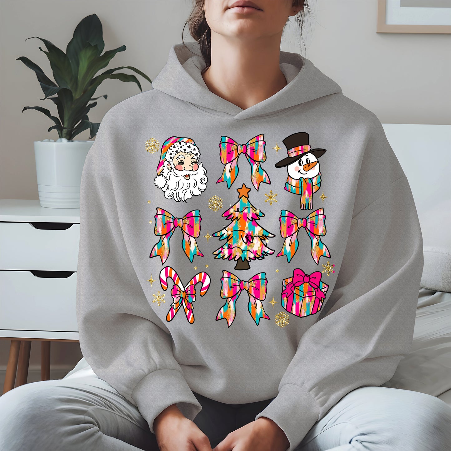 Colorful Brushstroke Santa Christmas Holiday Shirt
