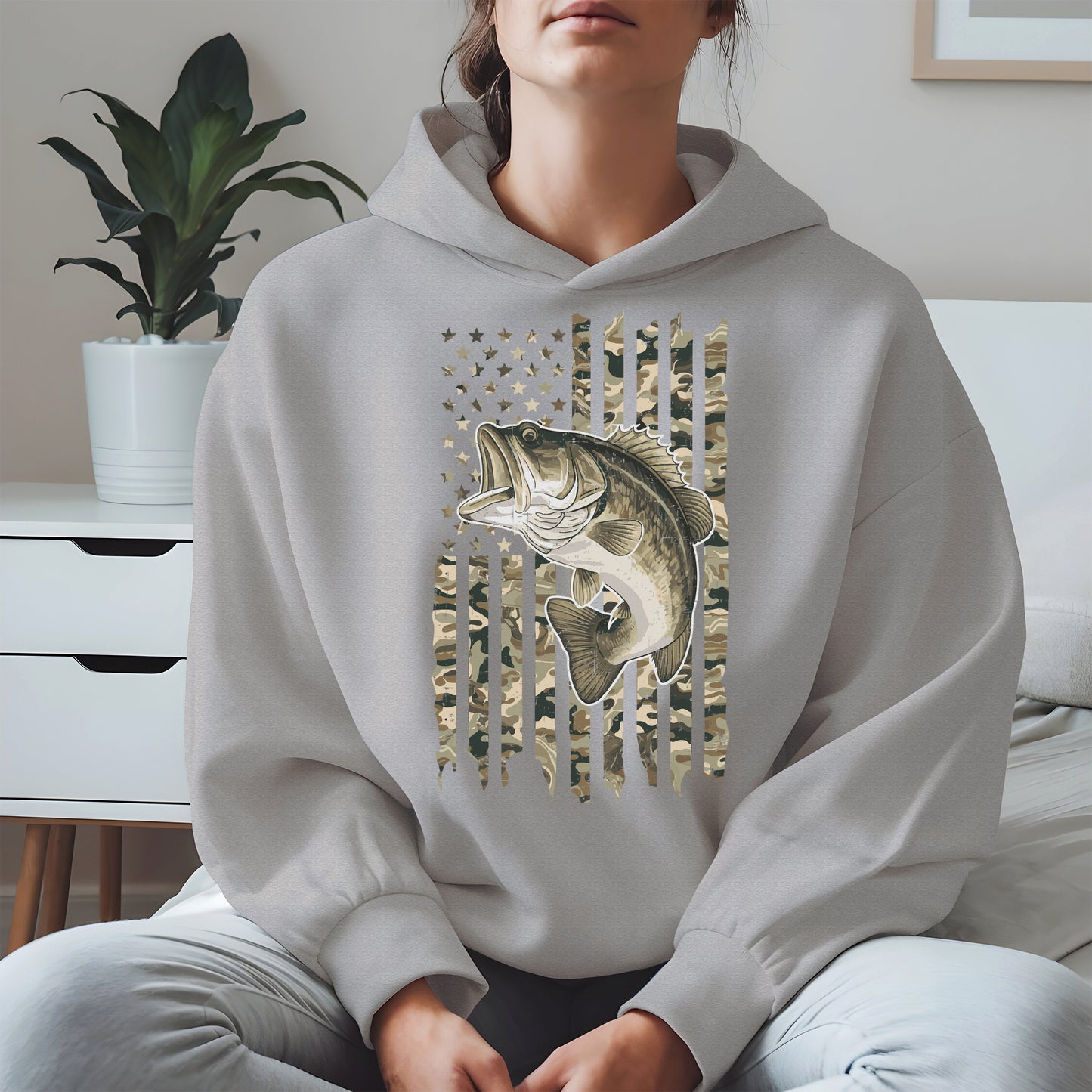 Patriotic Camo American Flag Fishing Shirt Hoodie