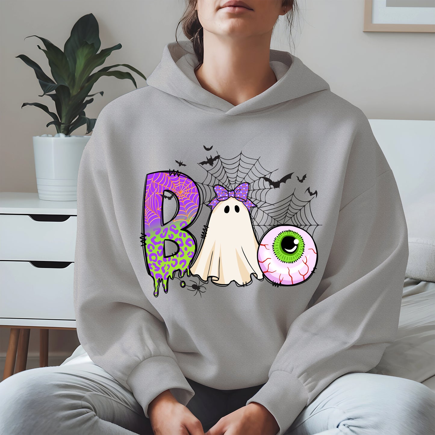 BOO Ghost Eyeball Shirt Hoodie Sweatshirt for Halloween Fun