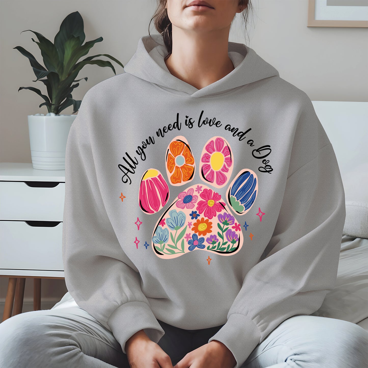 Floral Paw Print Shirt Hoodie Sweatshirt Gift for Pet Moms