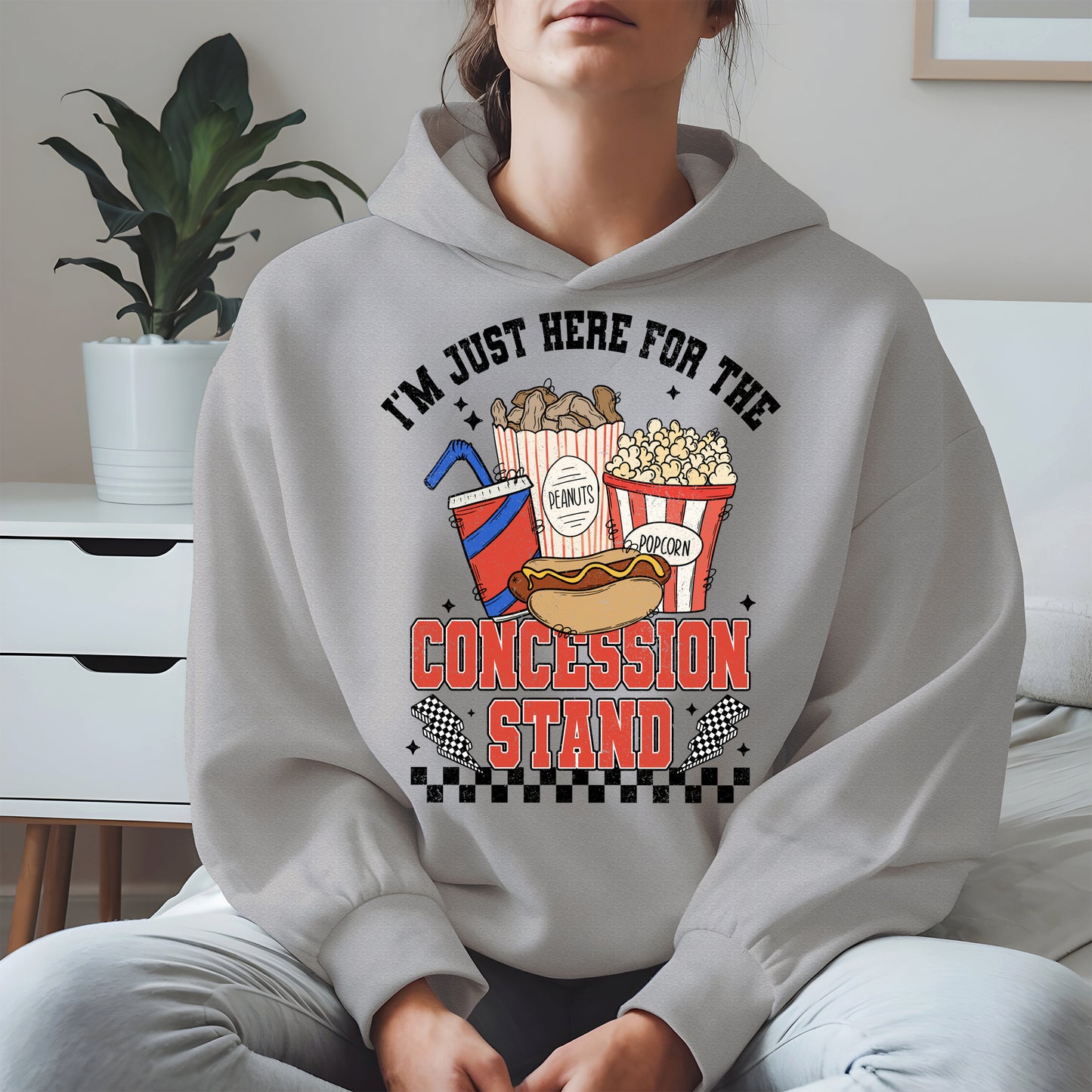 Concession Stand Sport Shirt Hoodie Sweatshirt with Snack Bar Design