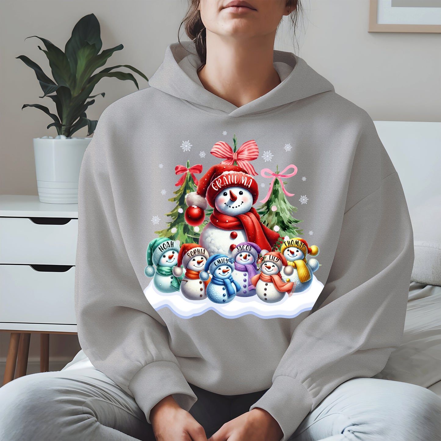 Personalized Snowman Family Grandma Shirt