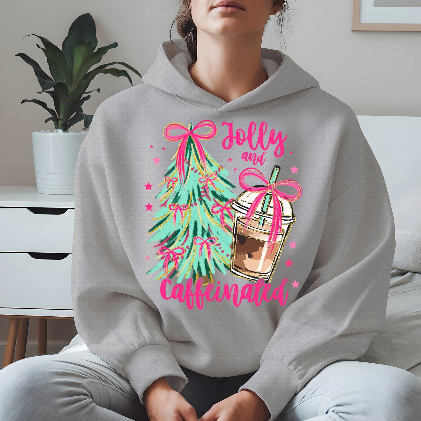 Jolly and Caffeinated Christmas Shirt