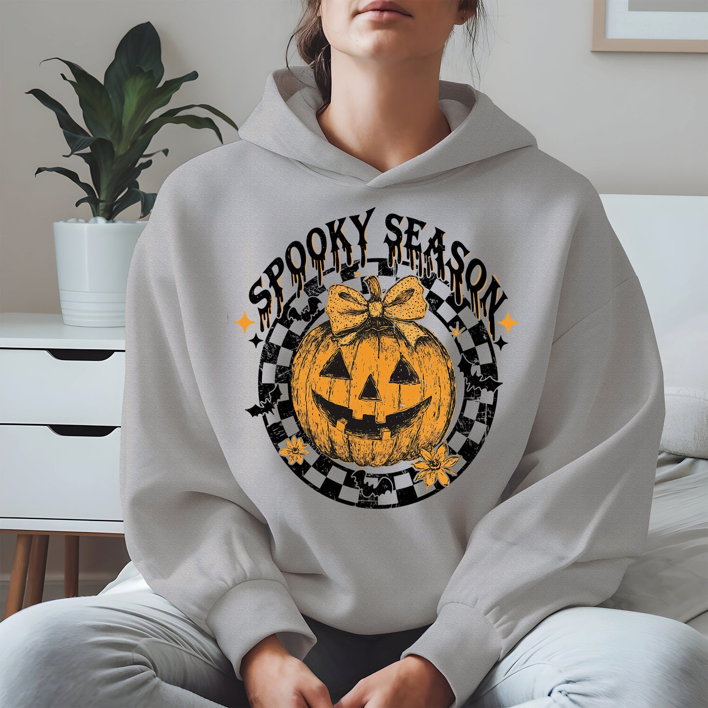 Spooky Season Halloween Pumpkin Checkered shirt