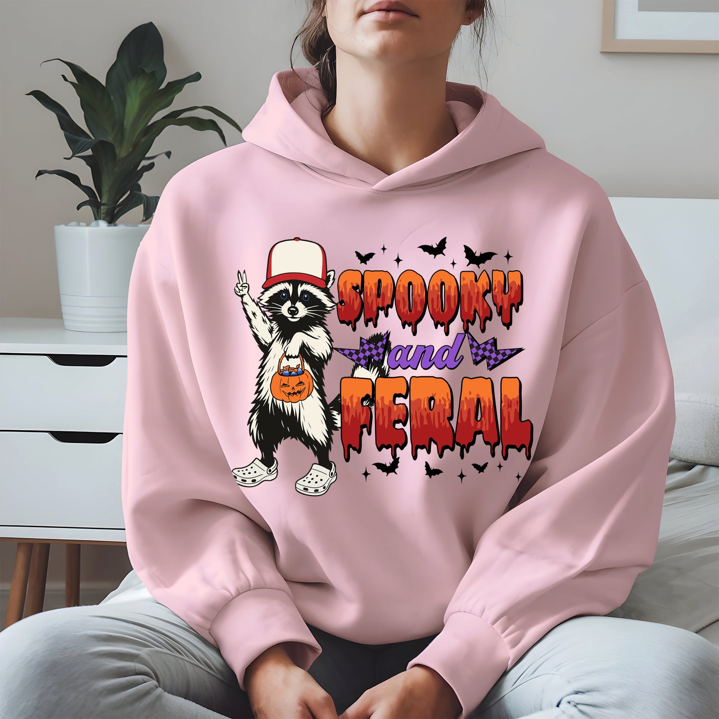 Spooky and Feral Shirt Hoodie Sweatshirt for Halloween Lovers