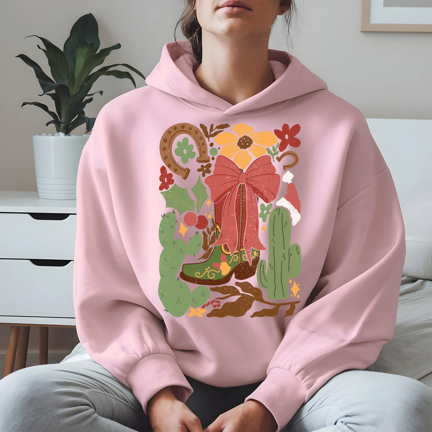 Western Christmas Cowboy Boot Shirt Hoodie
