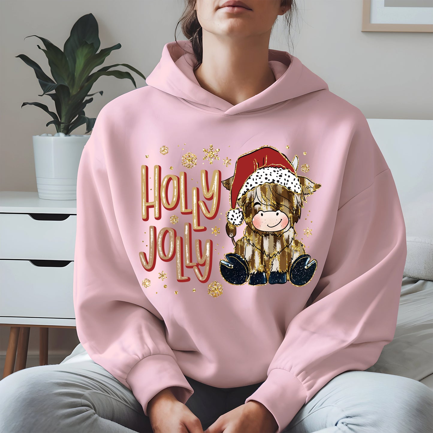 Holly Jolly Christmas Cow Santa Shirt