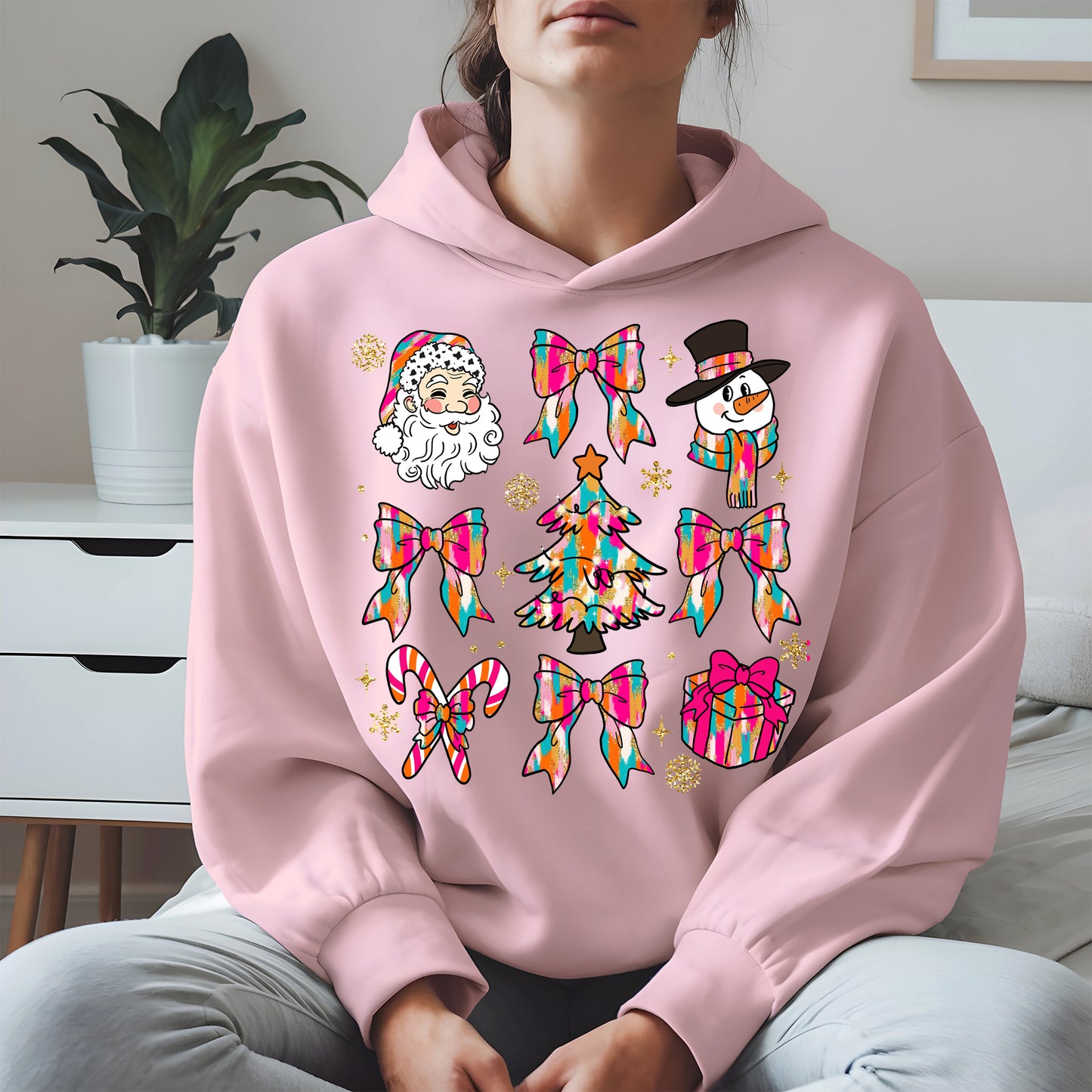 Colorful Brushstroke Santa Christmas Holiday Shirt