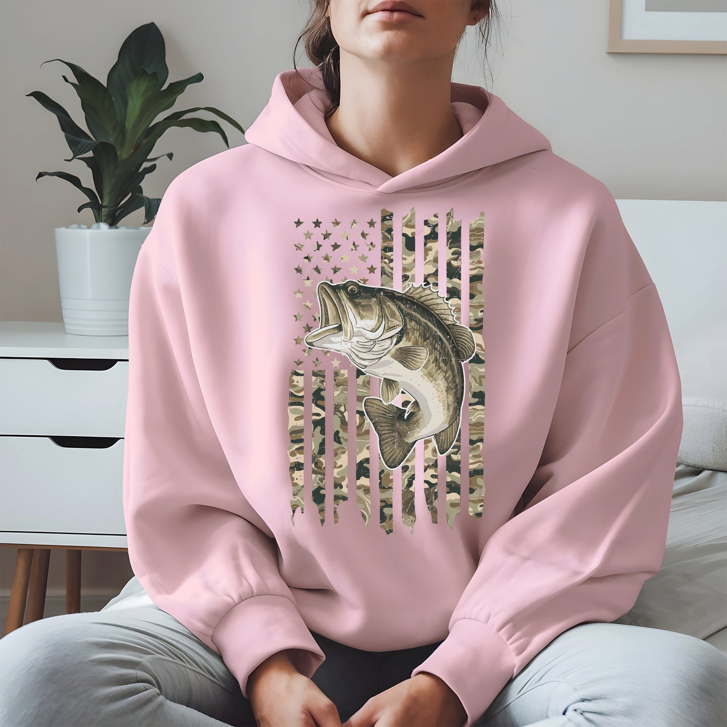 Patriotic Camo American Flag Fishing Shirt Hoodie