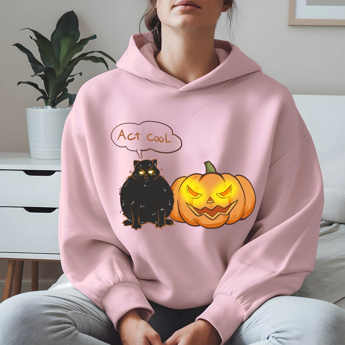 Act Cool - Black Cat & Pumpkin Halloween Tee