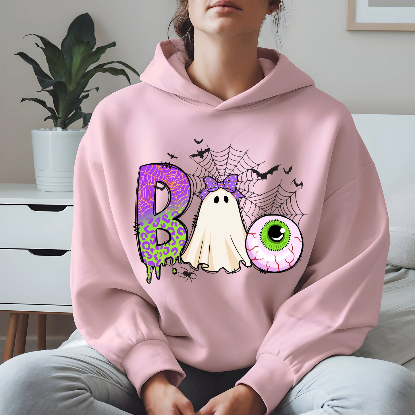 BOO Ghost Eyeball Shirt Hoodie Sweatshirt for Halloween Fun
