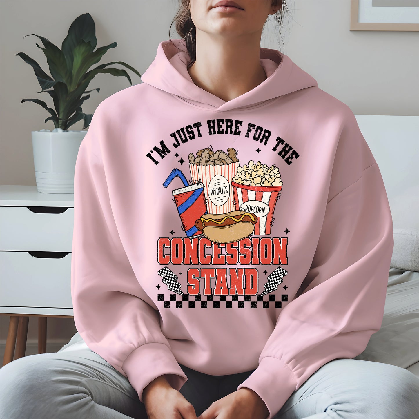 Concession Stand Sport Shirt Hoodie Sweatshirt with Snack Bar Design