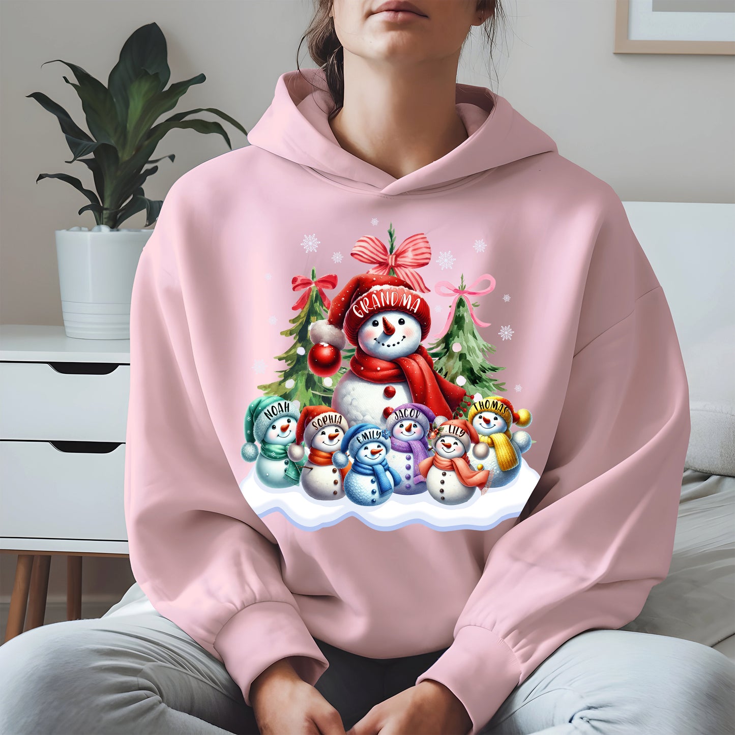 Personalized Snowman Family Grandma Shirt