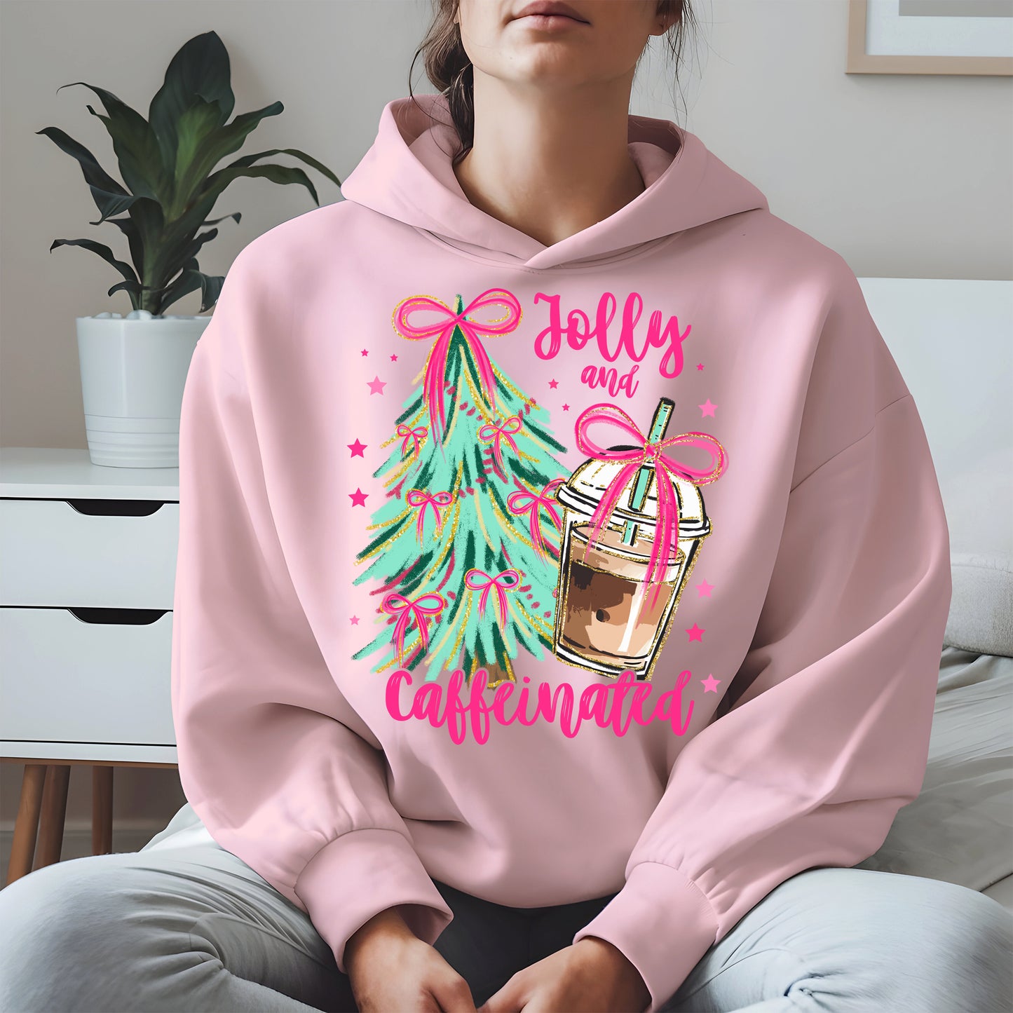 Jolly and Caffeinated Christmas Shirt
