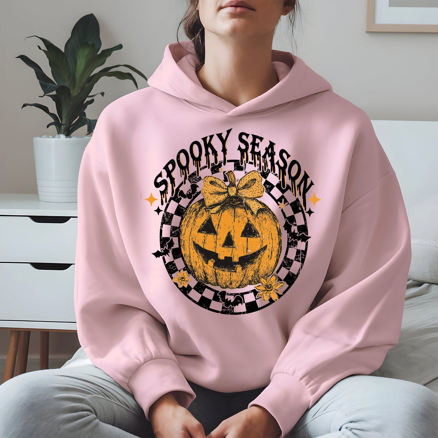 Spooky Season Halloween Pumpkin Checkered shirt