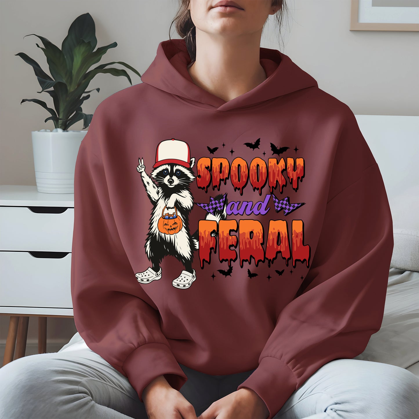 Spooky and Feral Shirt Hoodie Sweatshirt for Halloween Lovers