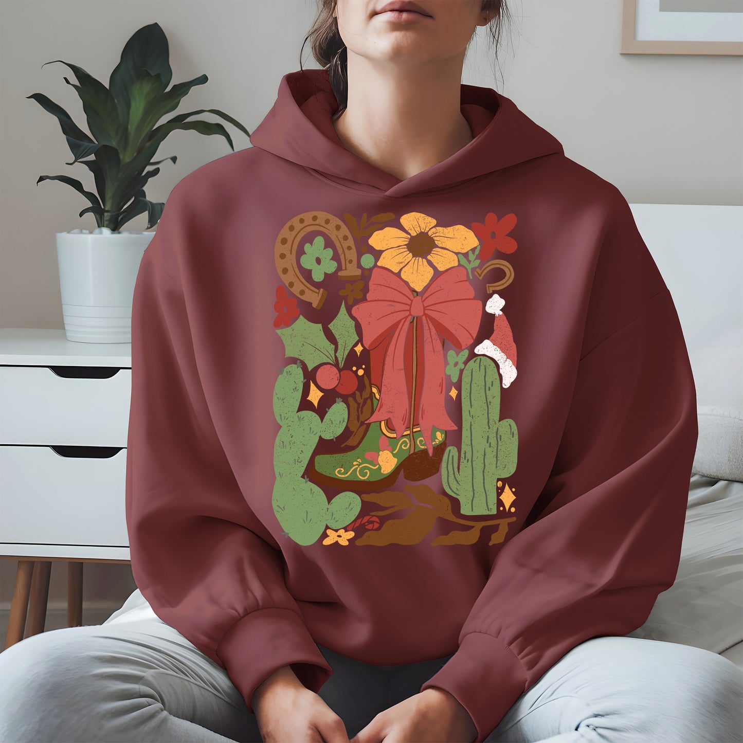 Western Christmas Cowboy Boot Shirt Hoodie