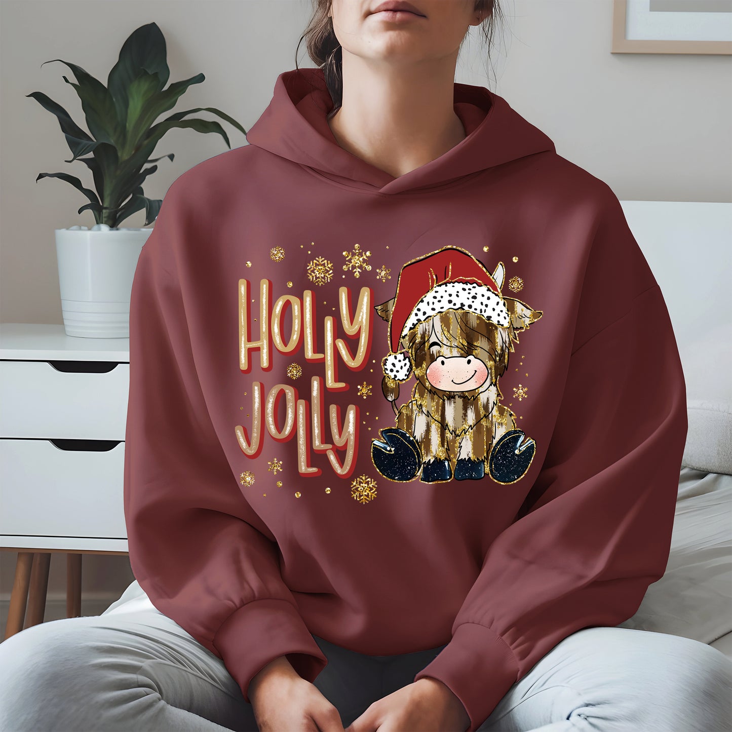 Holly Jolly Christmas Cow Santa Shirt