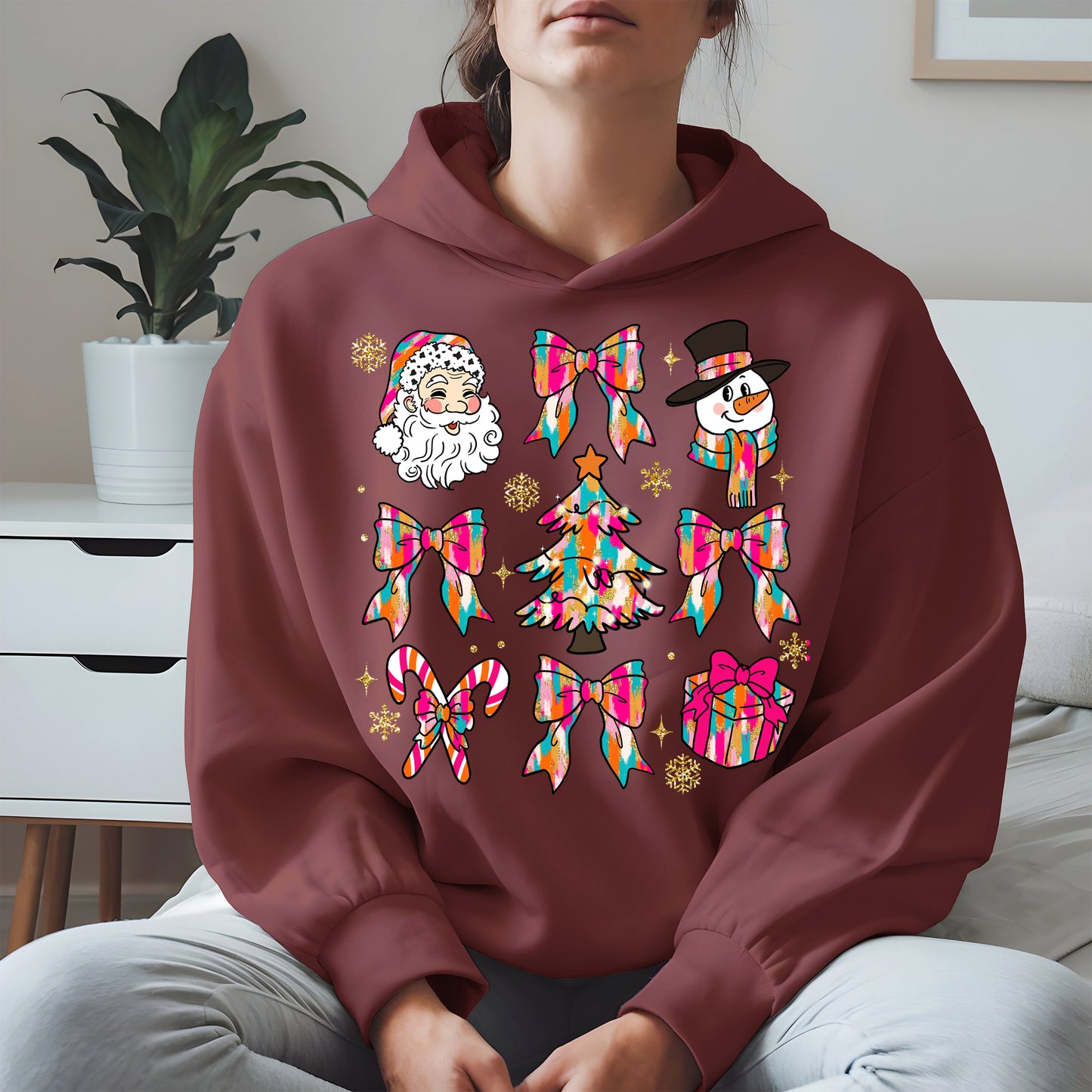 Colorful Brushstroke Santa Christmas Holiday Shirt