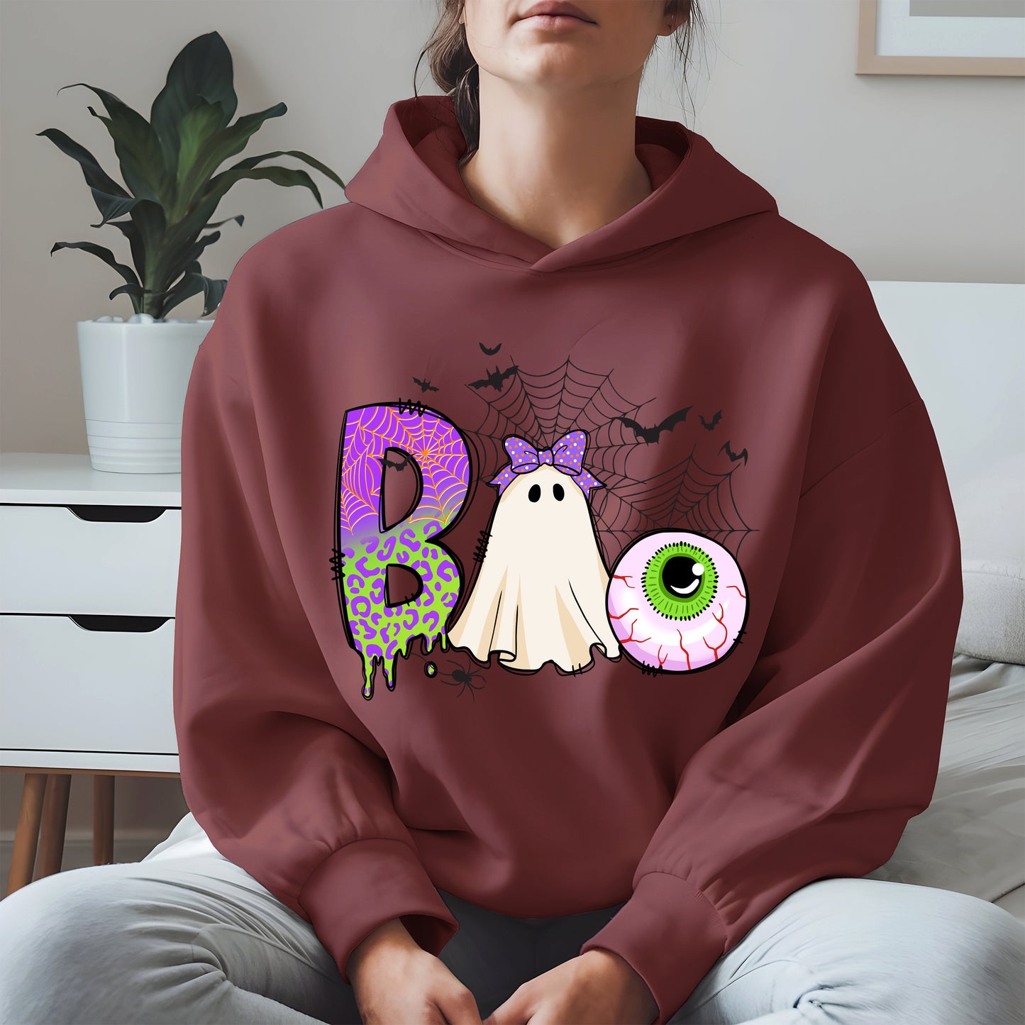 BOO Ghost Eyeball Shirt Hoodie Sweatshirt for Halloween Fun