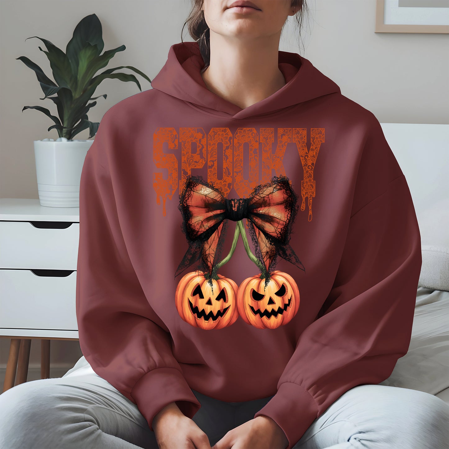 Spooky Bow Pumpkin Shirt Hoodie Sweatshirt for Halloween