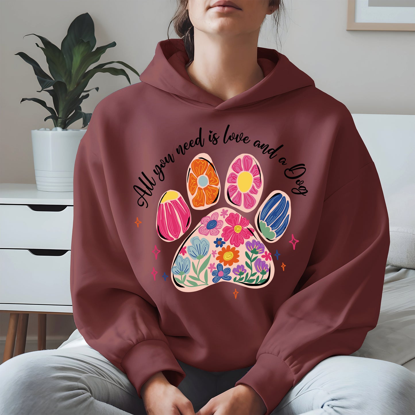 Floral Paw Print Shirt Hoodie Sweatshirt Gift for Pet Moms