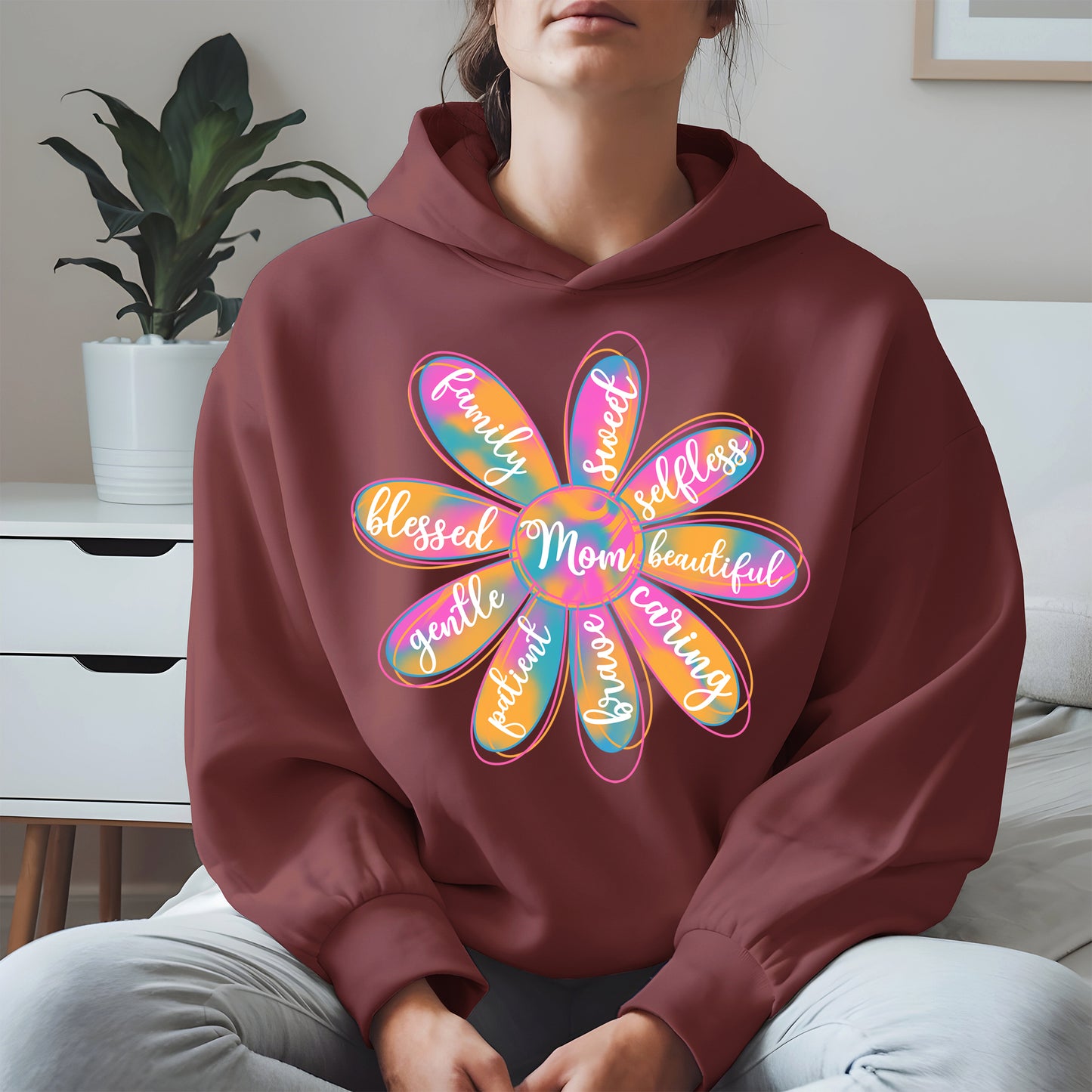 Colorful Flower Mom Shirt Hoodie Sweatshirt Gift for Mothers
