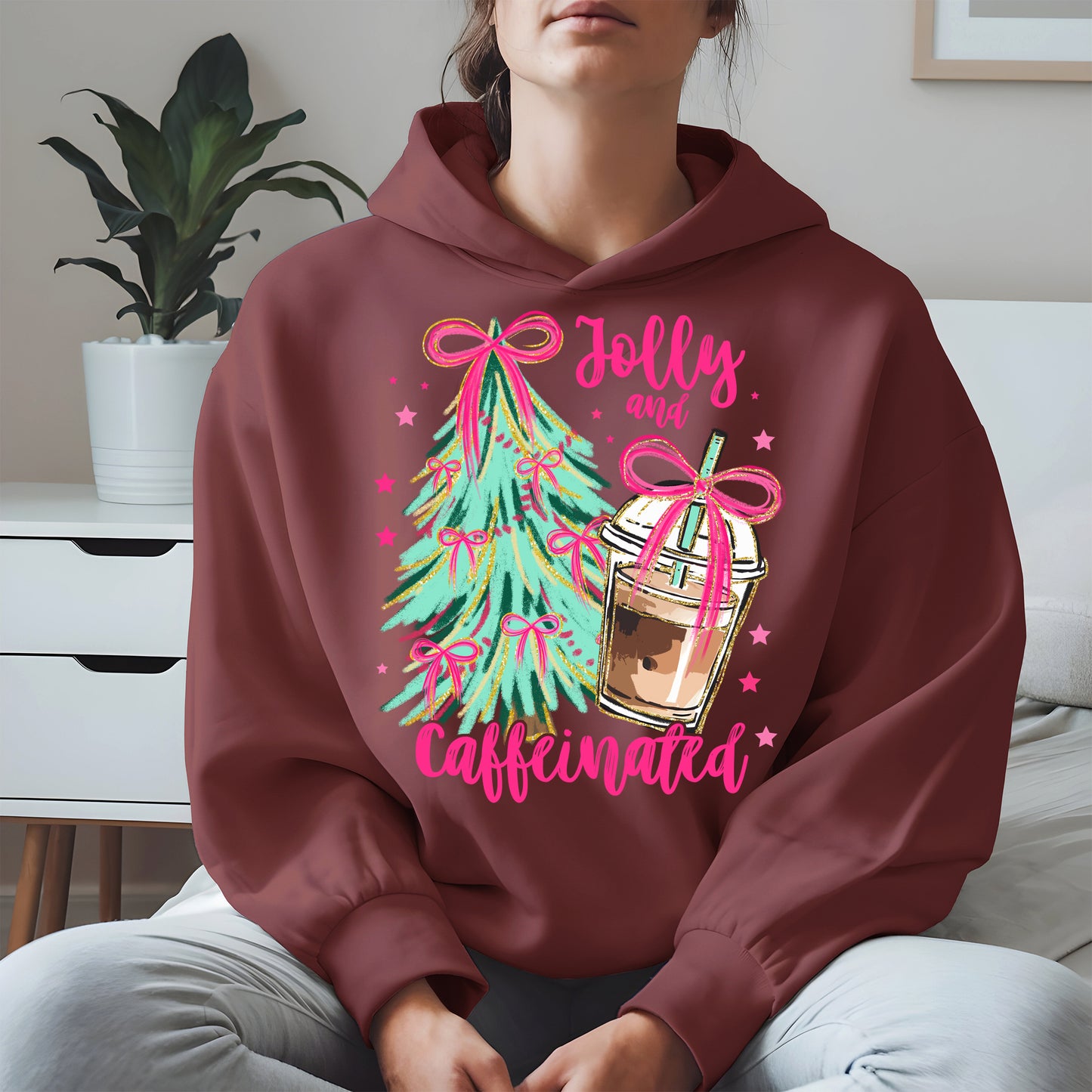 Jolly and Caffeinated Christmas Shirt