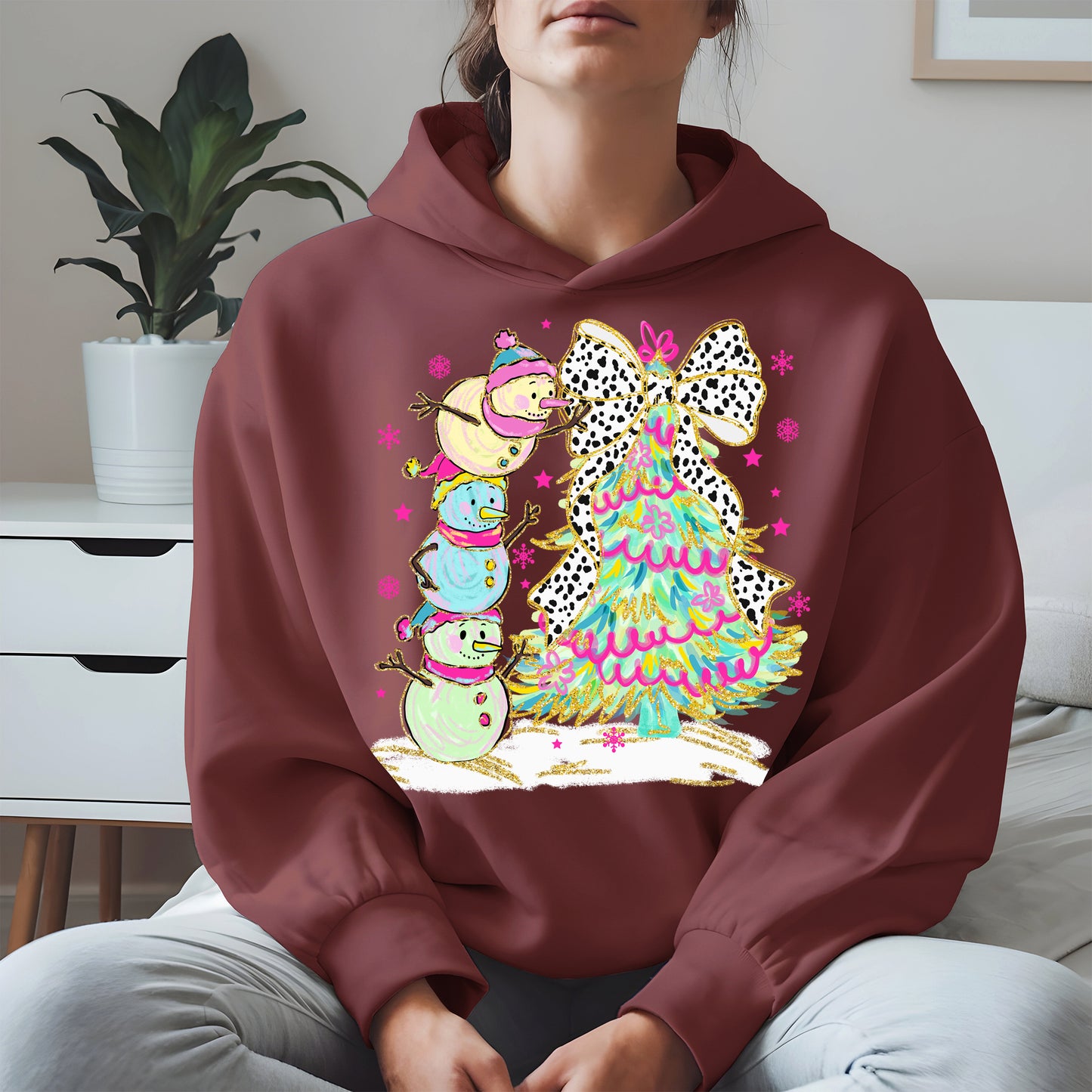 Stacked Snowmen and Christmas Tree Shirt
