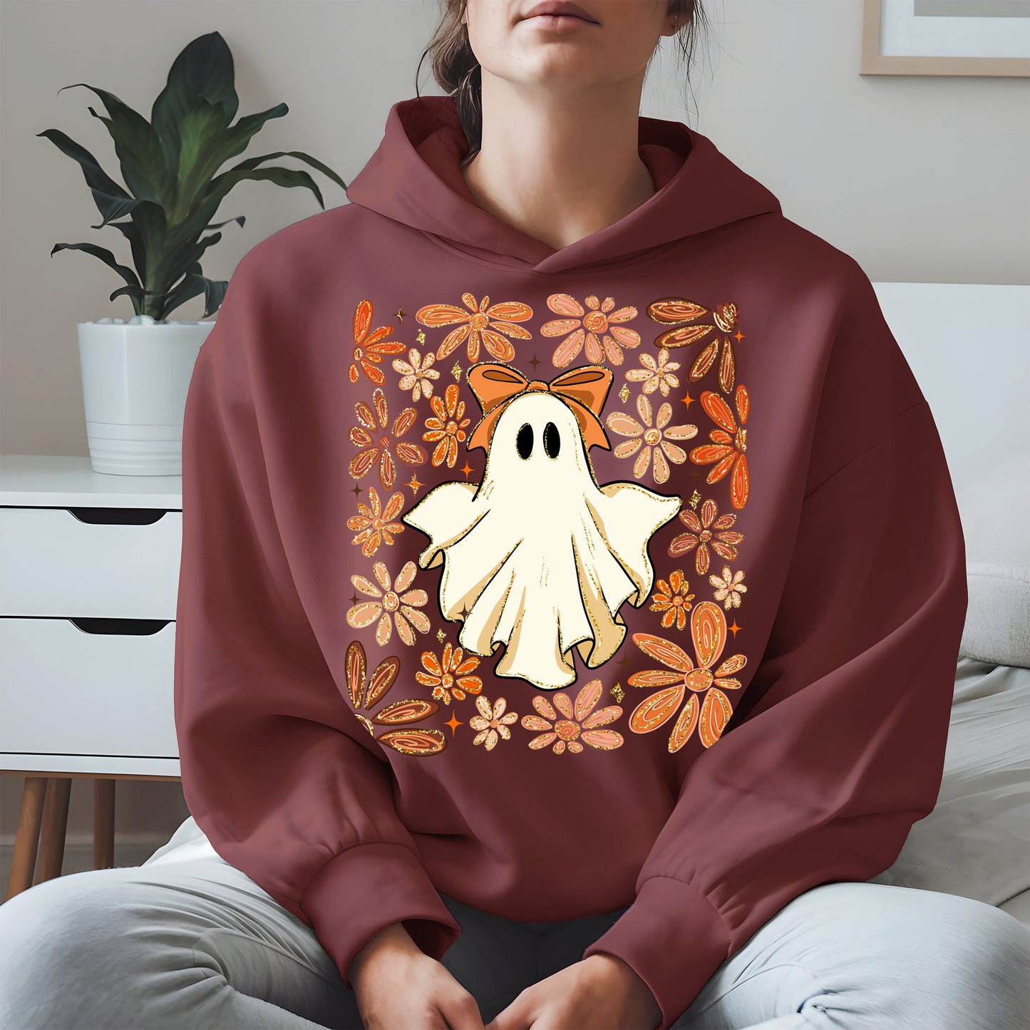 Boho floral ghost halloween shirt