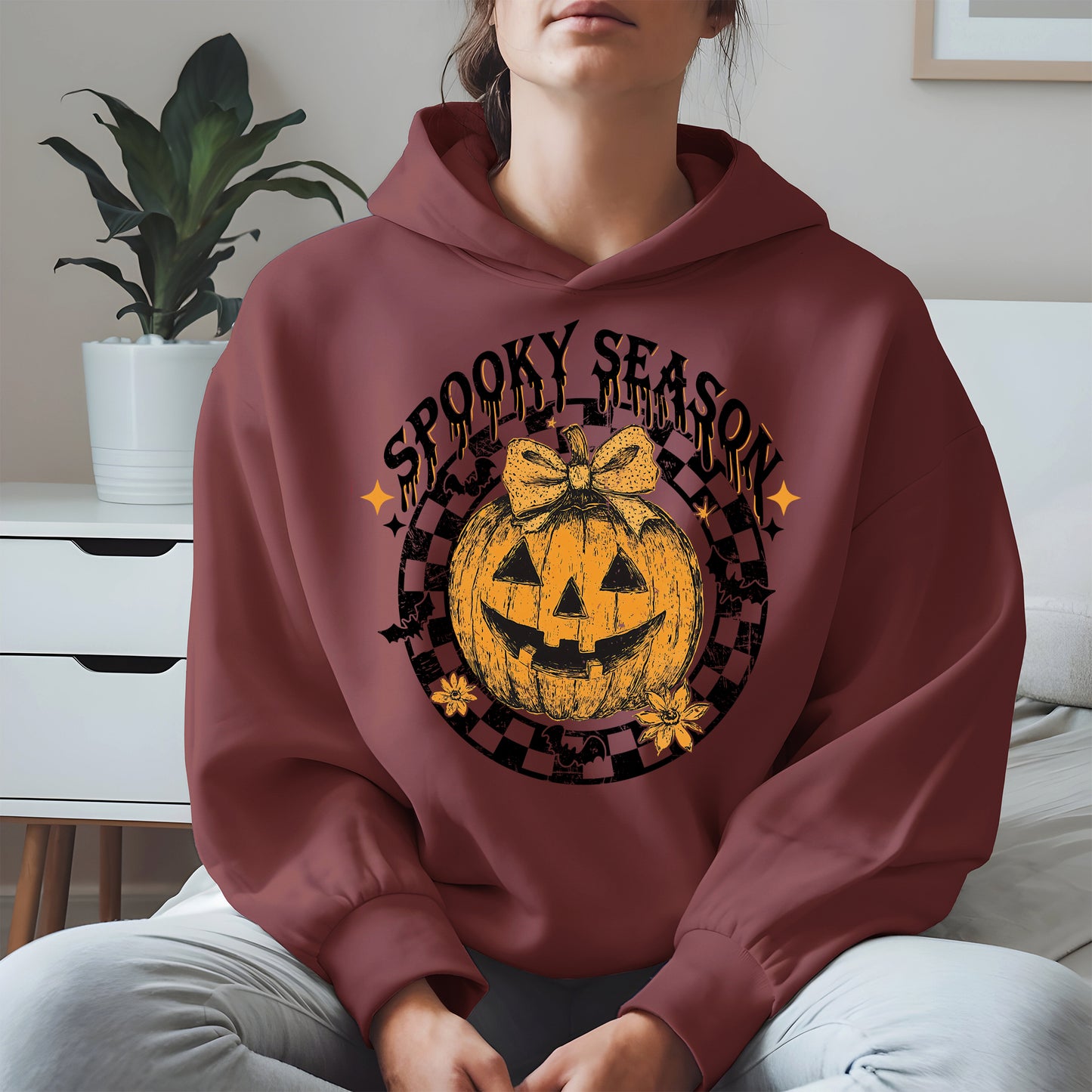 Spooky Season Halloween Pumpkin Checkered shirt