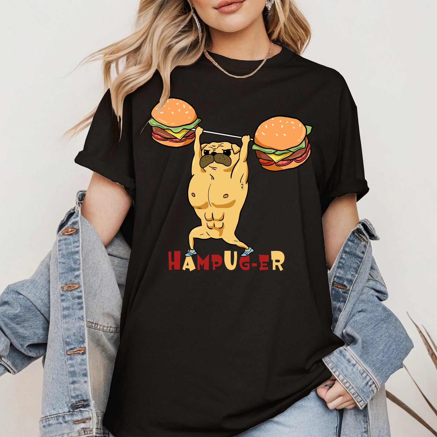 Hampug-er Funny Pug Burger Gym Shirt