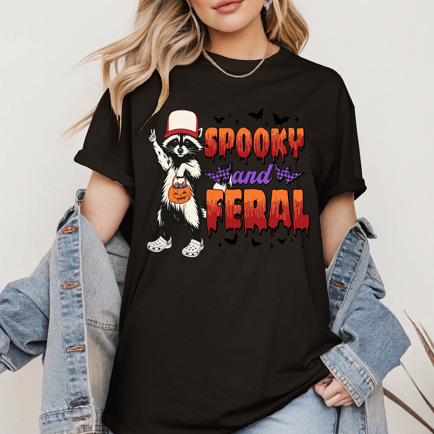 Spooky and Feral Shirt Hoodie Sweatshirt for Halloween Lovers