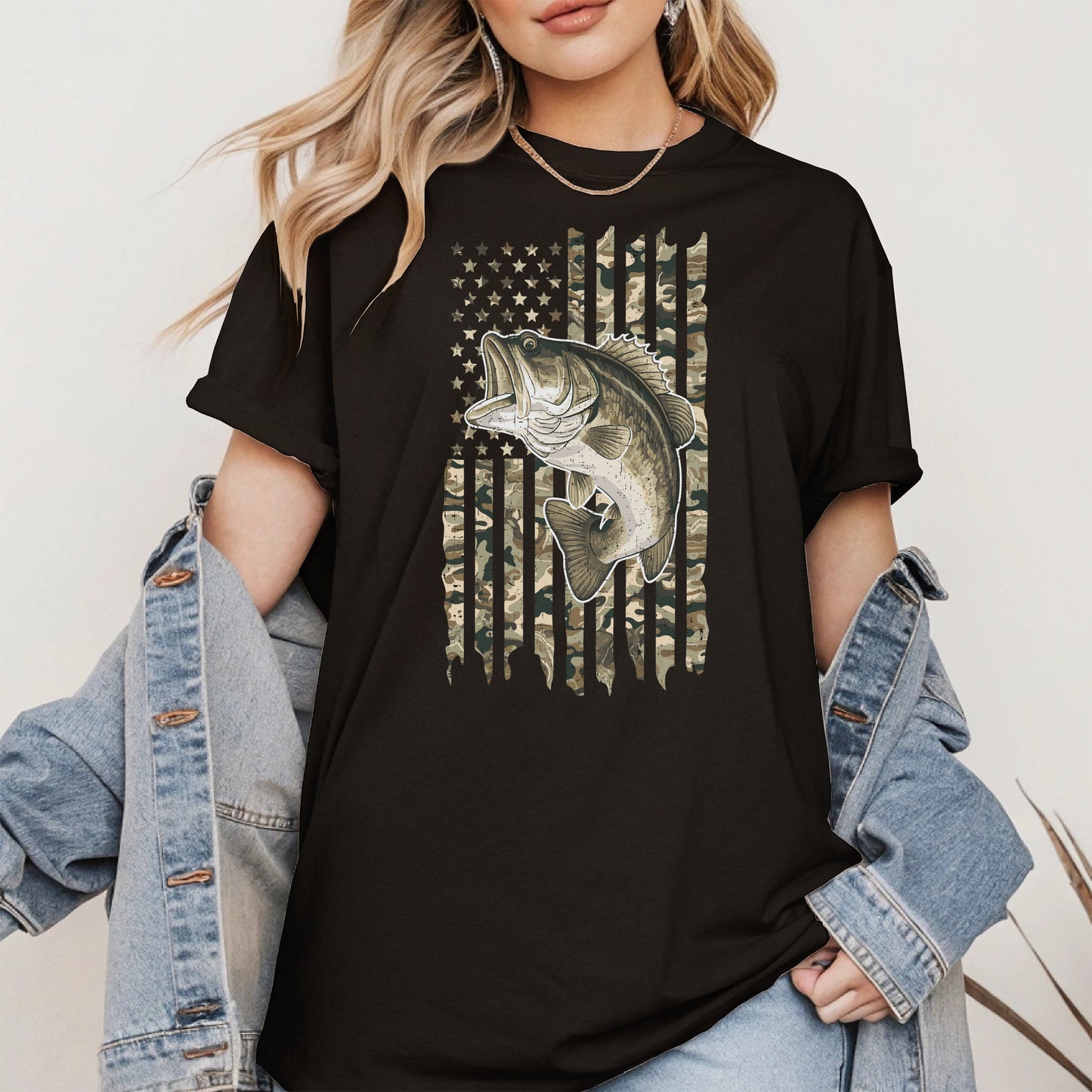 Patriotic Camo American Flag Fishing Shirt Hoodie
