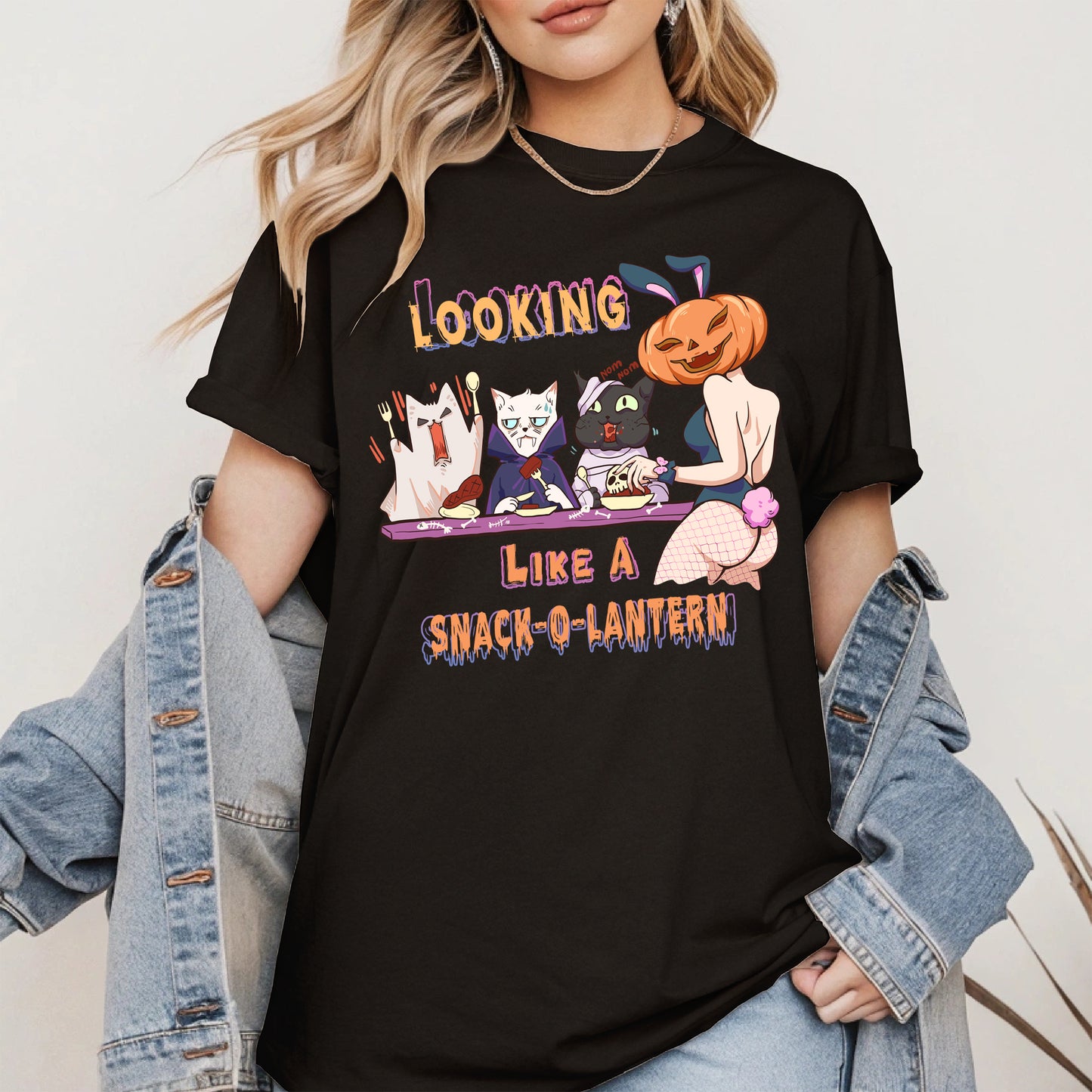 Snack-O-Lantern Halloween Cat Tee