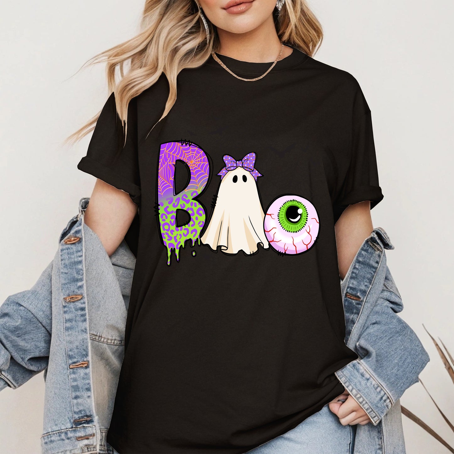 BOO Ghost Eyeball Shirt Hoodie Sweatshirt for Halloween Fun