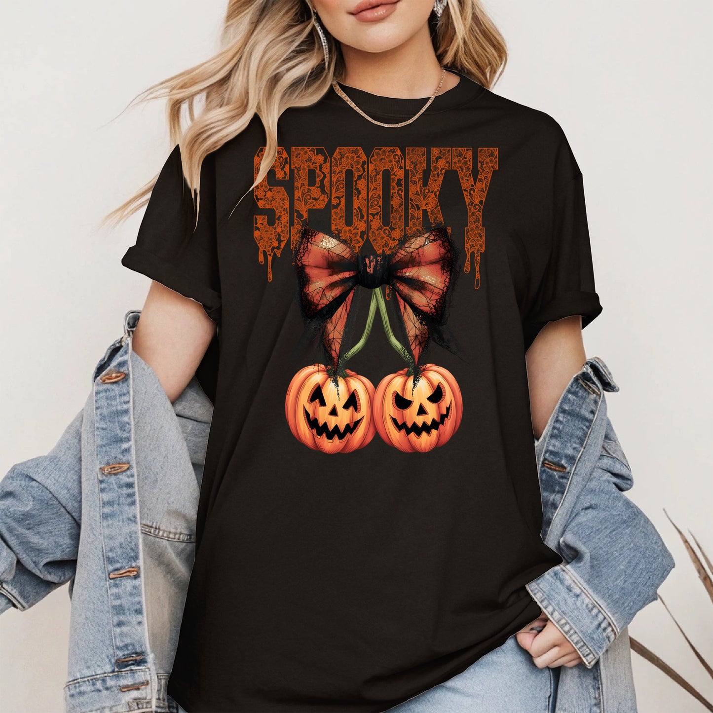 Spooky Bow Pumpkin Shirt Hoodie Sweatshirt for Halloween