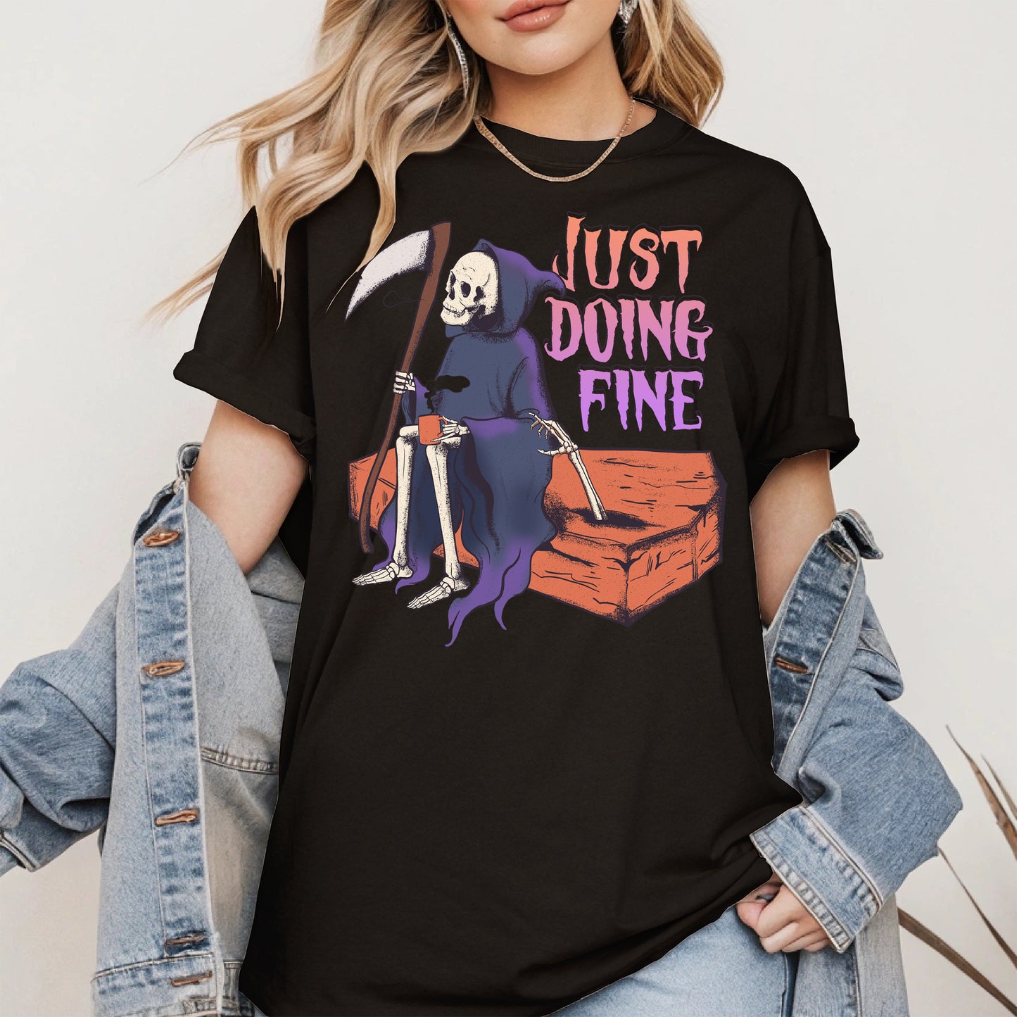 Just Doing Fine Grim Reaper Shirt