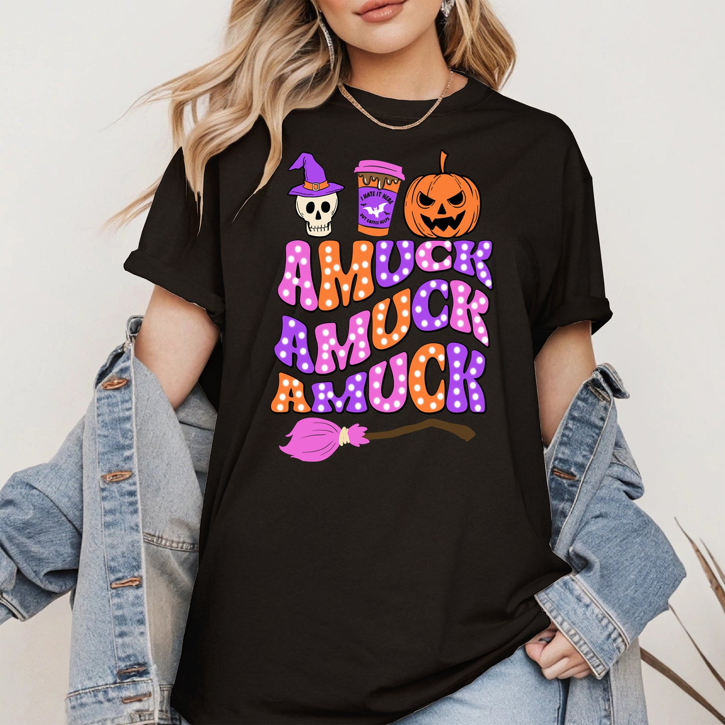 Amuck Amuck Amuck Shirt - Funny Halloween Coffee Witch Tee