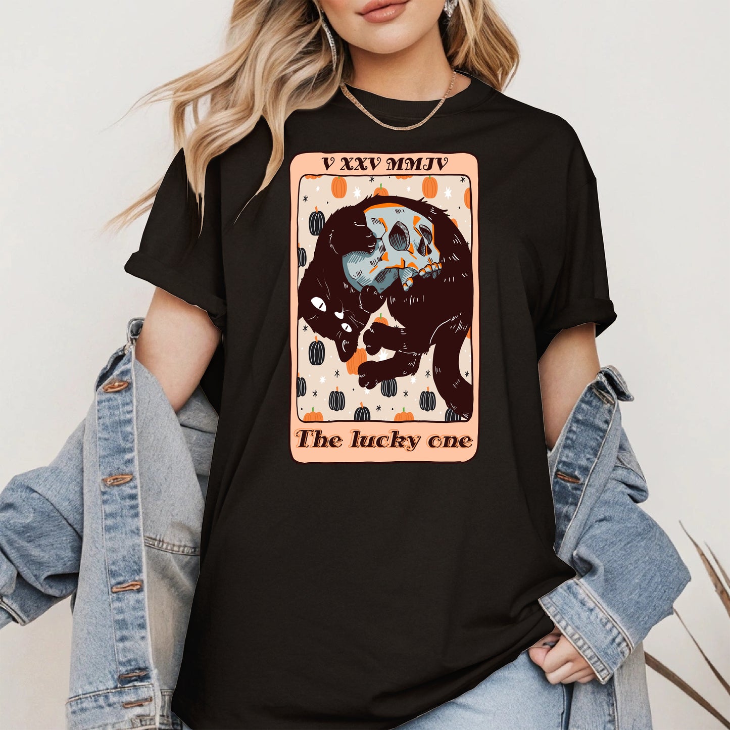 The Lucky One - Halloween Black Cat Tarot Tee