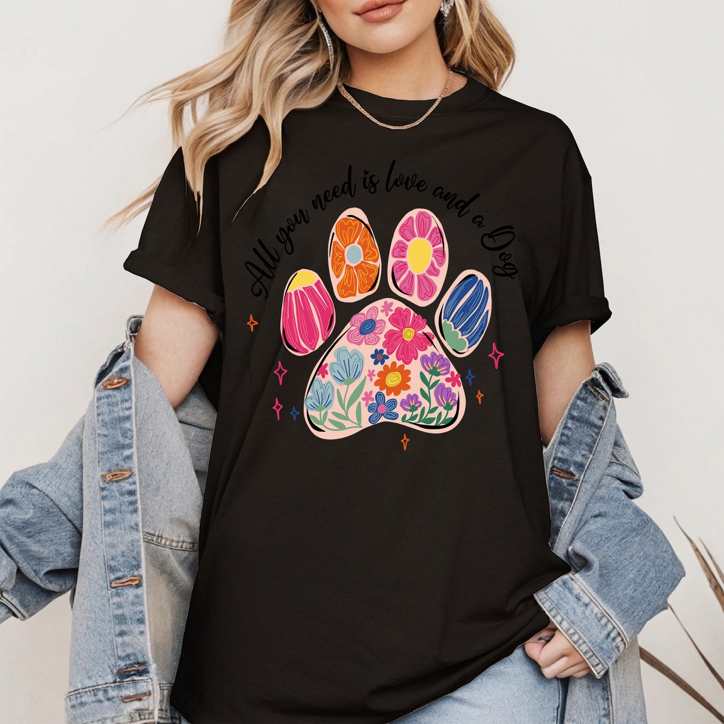 Floral Paw Print Shirt Hoodie Sweatshirt Gift for Pet Moms