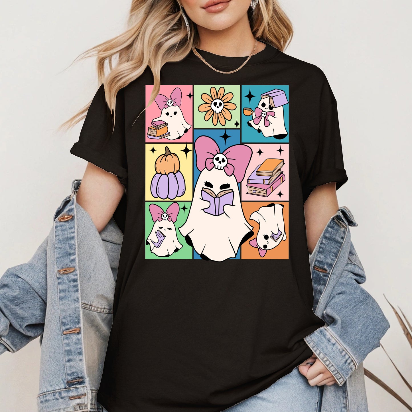 Pastel Ghost Book Lover Halloween Shirt