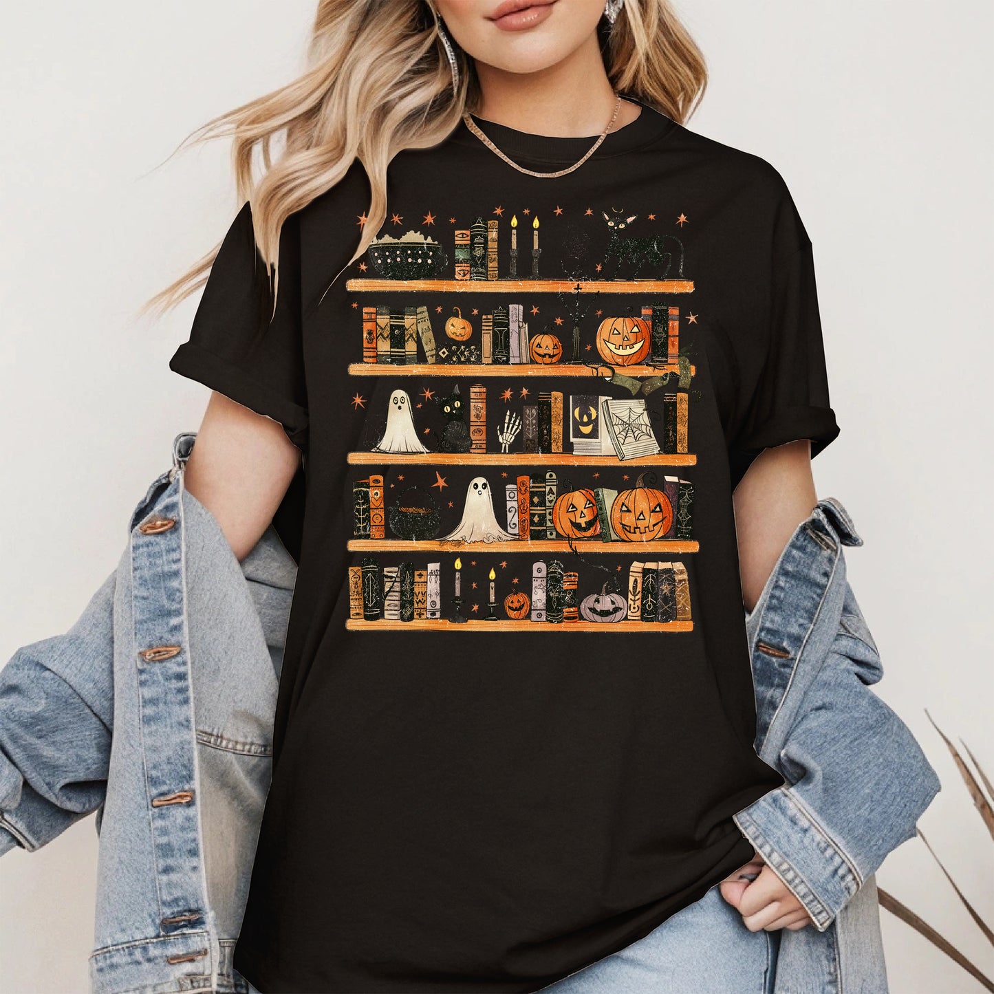 Haunted Bookshelf Halloween Shirt